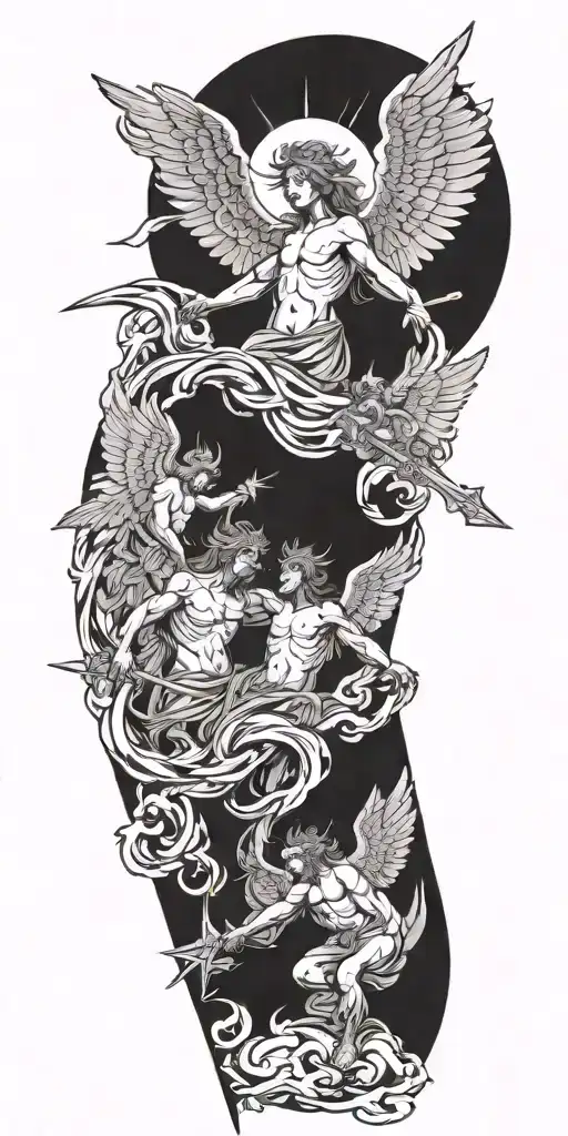 Angels Fighting Demons Sunshine Cross