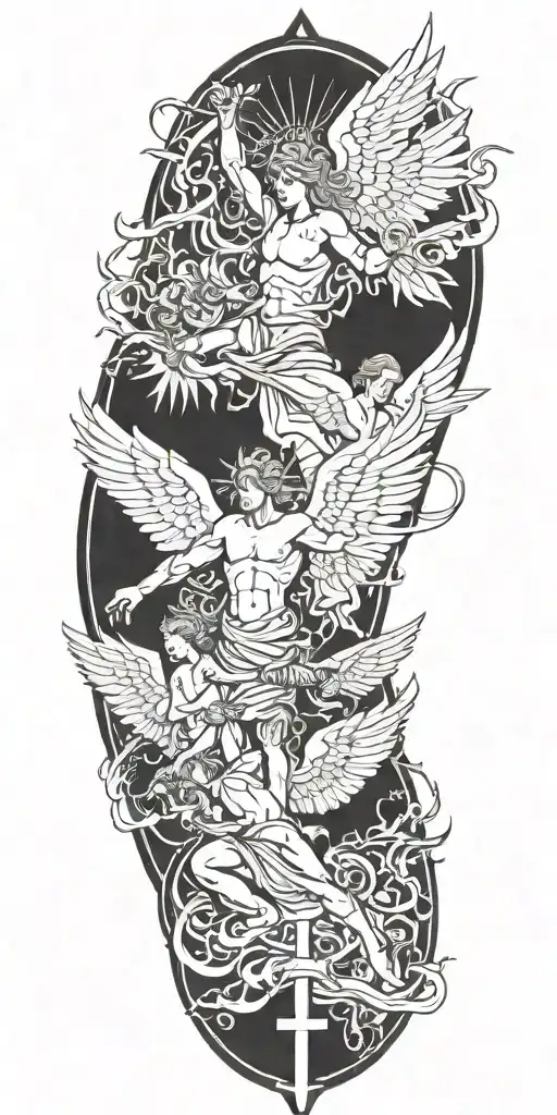 Angels Fighting Demons Sunshine Cross