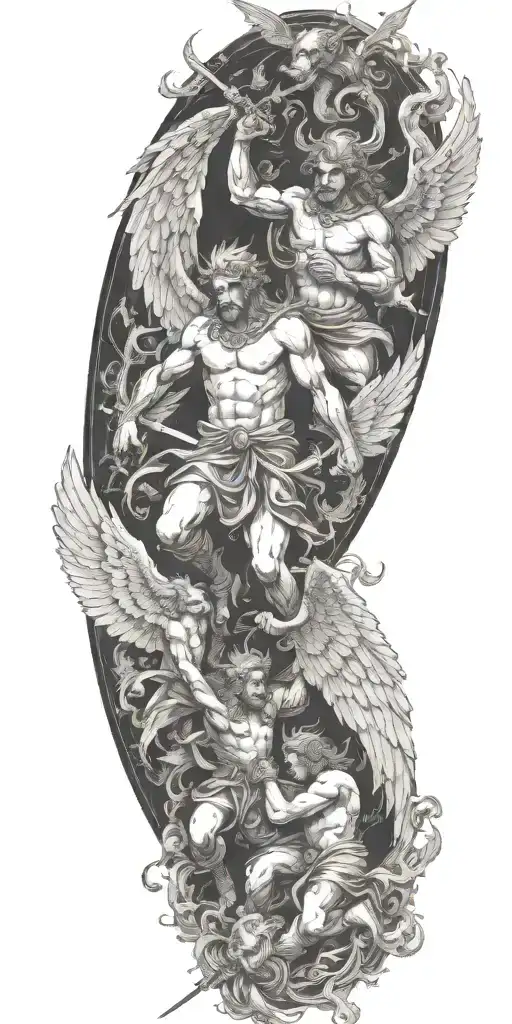 Angels Fighting Devil Sunshine Cross