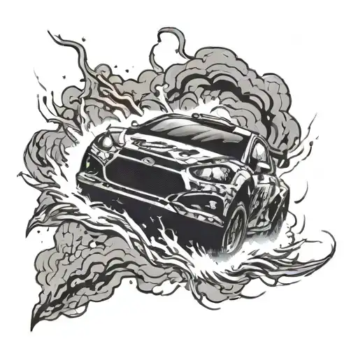 A Rallycross Racecar Speeding Through A Thunderstorm With Lightning Striking In The Background