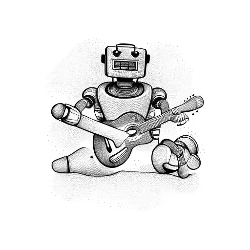 Robot Playing A Guitar