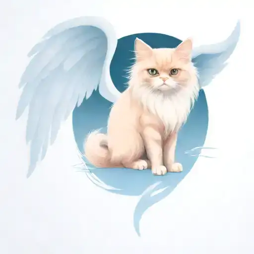 Persian Cat With Copper Eyes With Angel Wings