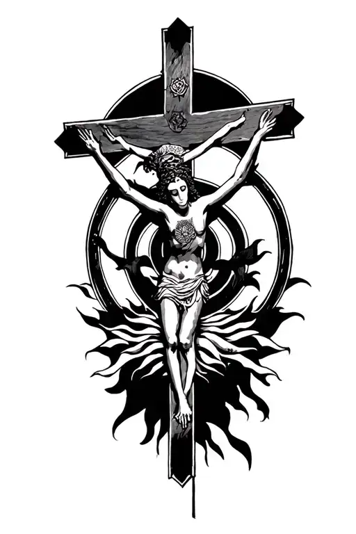 Crucifix And Zen Circle