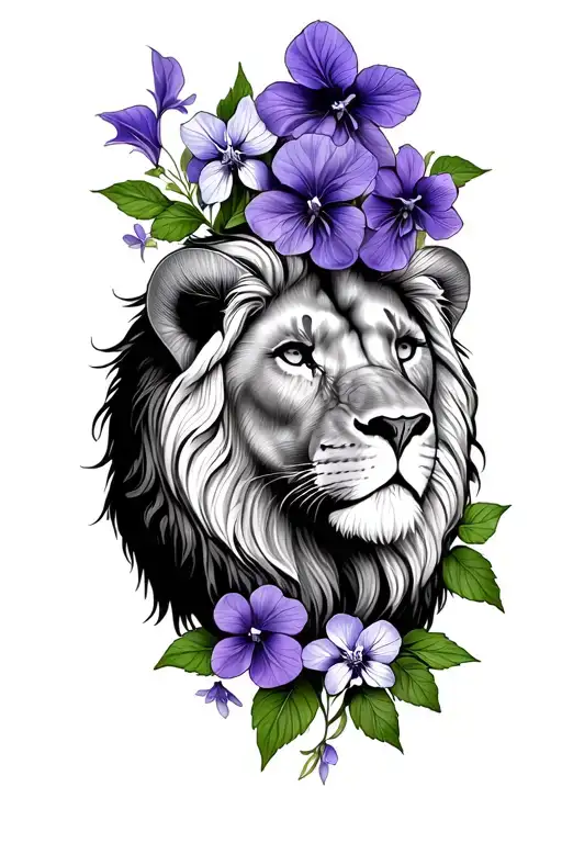 Violets With A Lion
