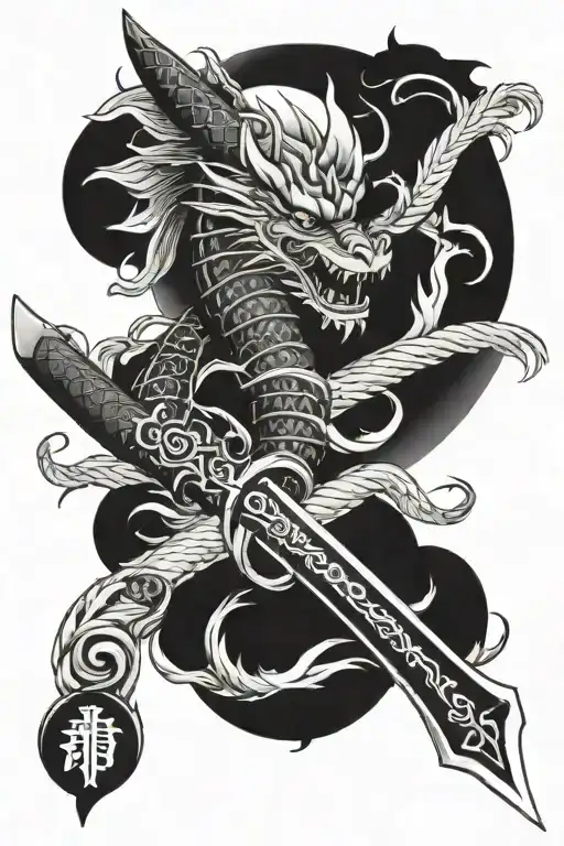 Japanese Sword With Dragon Wrapped