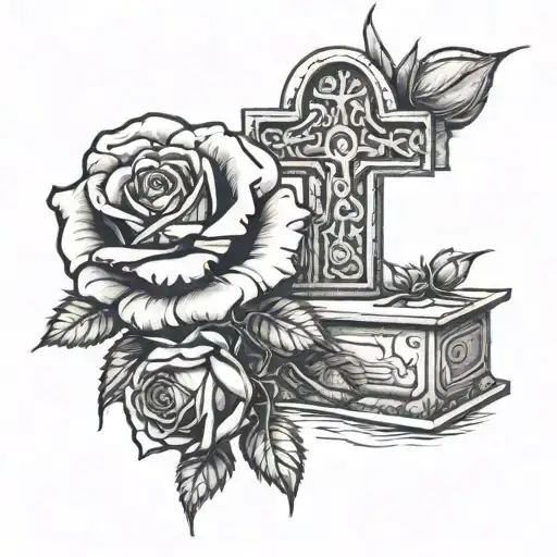 Graveyard With Rose Intertwined