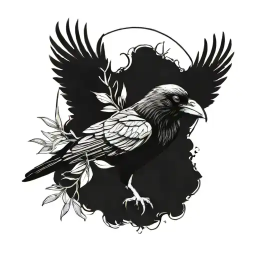 A Raven Holding A Olive Branch