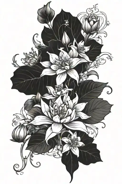 A Beautiful Larkspur Flower And Water Lily Intertwined In A Delicate And Elegant Design