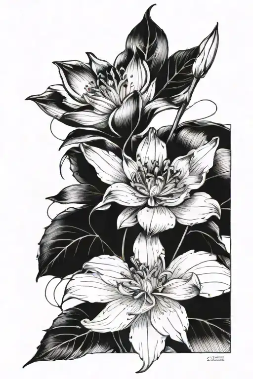 A Beautiful Larkspur Flower And Water Lily Intertwined In A Delicate And Elegant Design