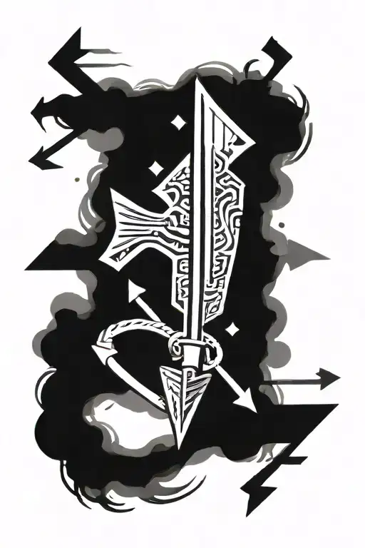 Arrow Design Combined With Symbols For Strength Fight Overcoming