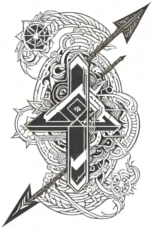 Arrow Design Combined With Symbols For Strength Inspired