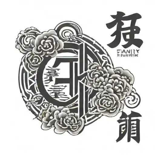 Enzo Zen Circle With The Word Family In Japanese Kanji In The Center