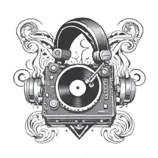 Dj Deck With Headphones Heart Fire Motivation Time