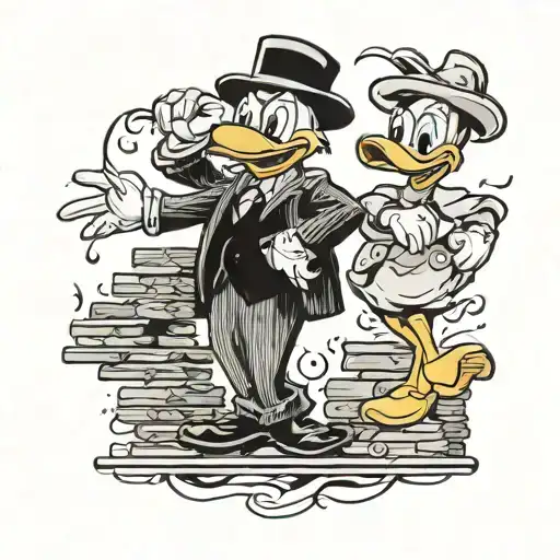 Mobster Daisy And Donald Duck Standing On Stack