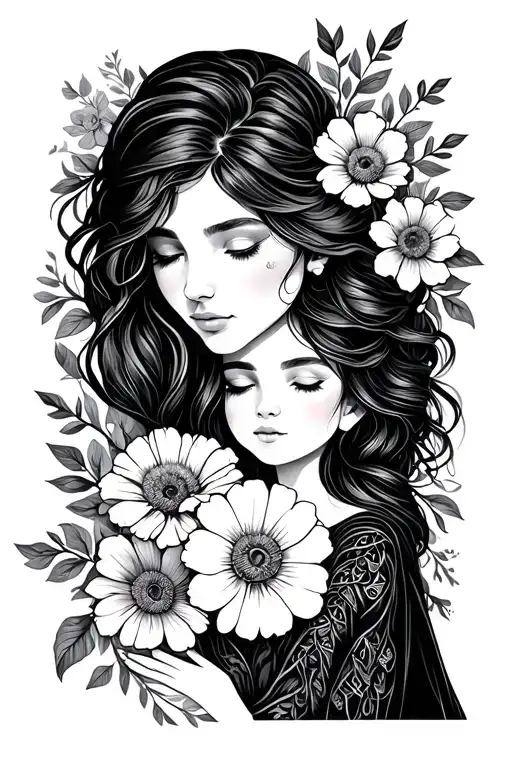 Mother And Daughter Flowers Wrapped