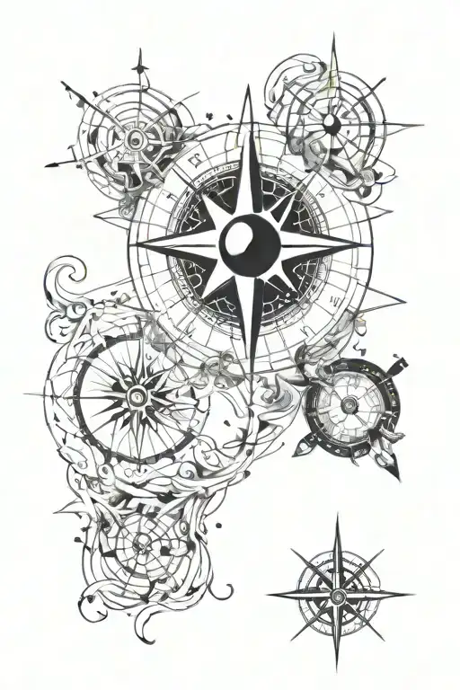 A Constellation Of Cancer Zodiac Sign Intertwined With A Compass Rose