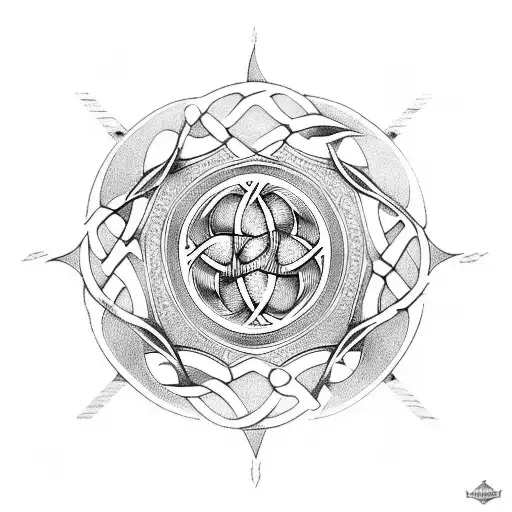 Triskellion Inside Circle Of Celtic Knots