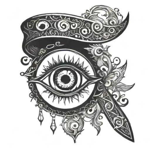 Evil Eye Alone Magic Symbols Integrated Within The Handle