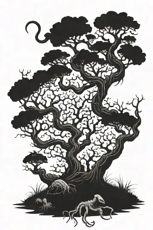 Dead World Tree With A Scorpion Crawling