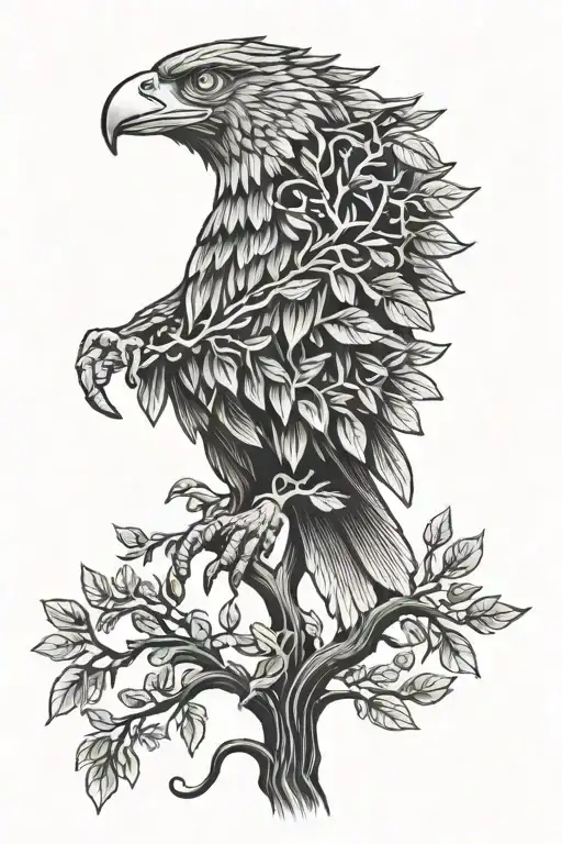 Polish Eagle Perched On Irish Tree Of Life