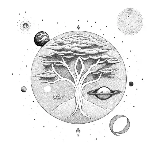 The Tree Of Adn Surrounded By Planets