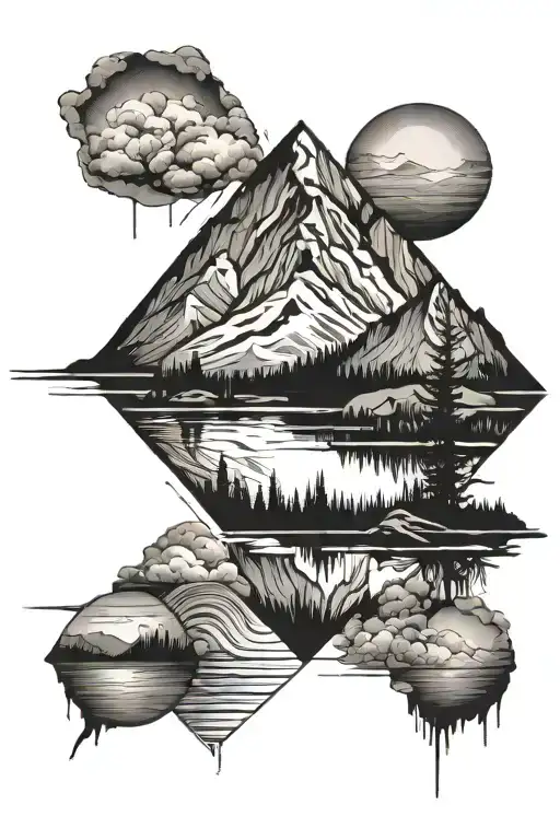 A Majestic Mountain Range Reflected In A Calm Lake