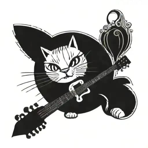 A Cat Playing A Guitar In A Futuristic Style