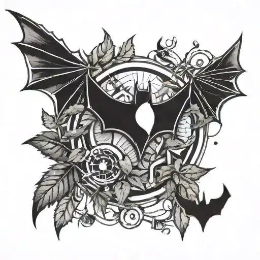 Batman Symbol Made Out Of Weed Leaves With A Microphone In The Center