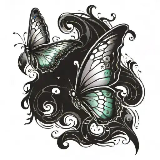 Create A Tattoo Of A Stylized Semicolon With Butterfly Wings