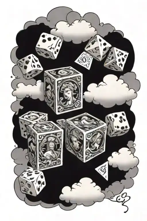 Women Money Dice And God With Clouds