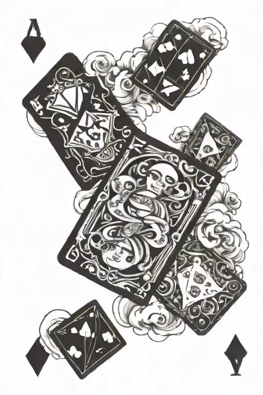 Women Money Dice And God With Clouds Playing Cards