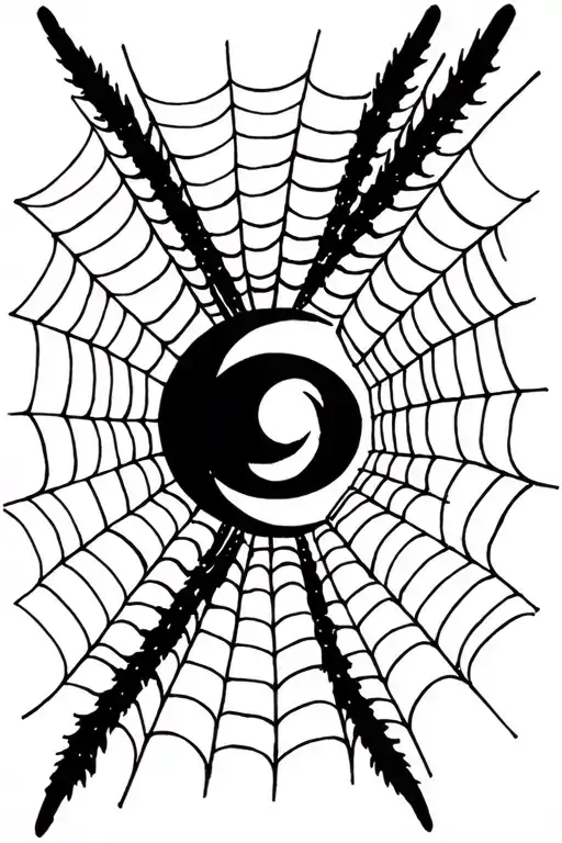 Plain Spider Web Line Work With The Middle Having A Moon Shape Cut Out Of It