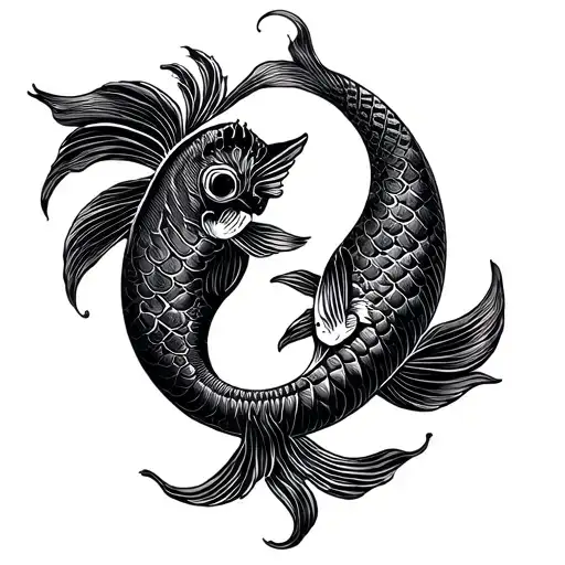 Pisces Ying Yang Koi Fish