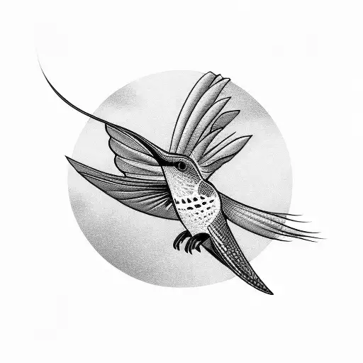 Flying Hummingbird With A Wale Tail