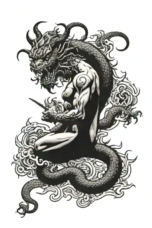 A Tattoo Of A Nude Caucasian Male Fucked By A Chinese Dragon