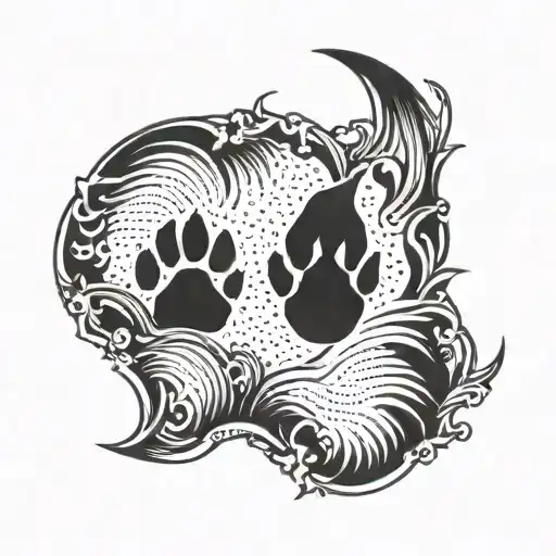 Paw Print And Half Moon