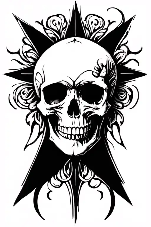 Cross With Skull Symmetrical