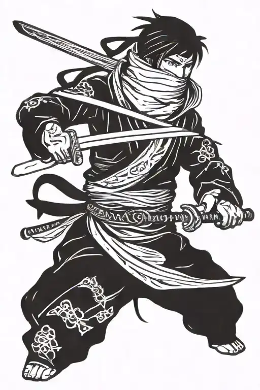 Anime Character In A Ninja Outfit Wielding A Katana