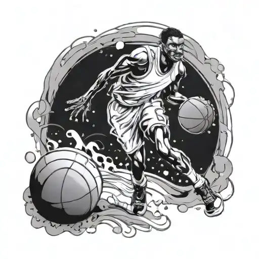 A Basketball Player Dribbling A Planet Instead Of A Ball