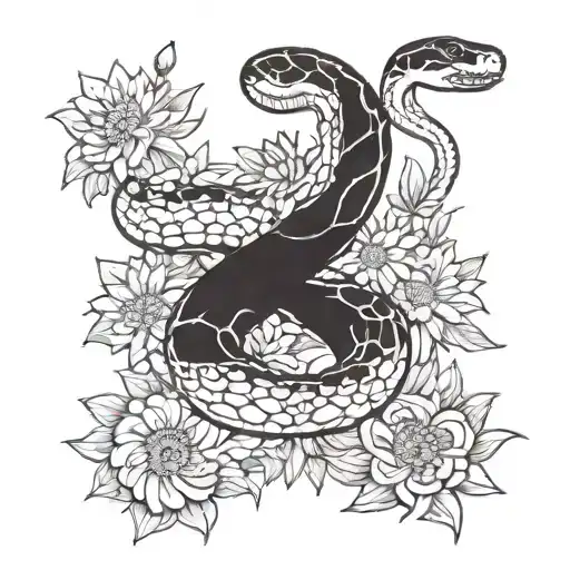 Slithering Snake On Daisies