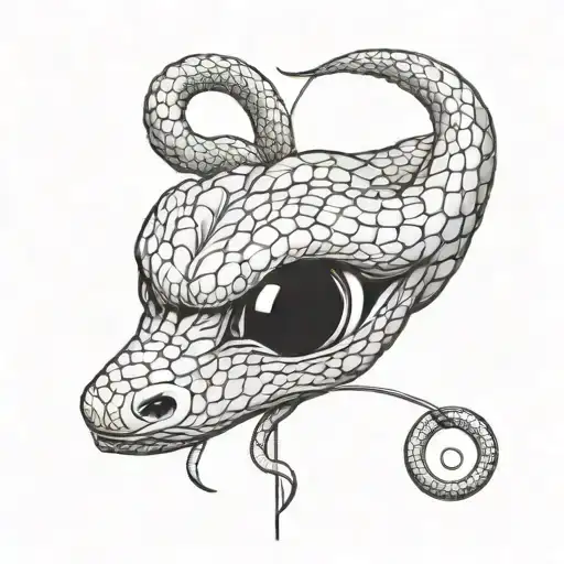 An Vertical Open Eye With A Snake Entwined Snake On A Rod