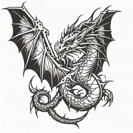 Dragon Made Of Stained Glass Wrapped In Barbed Wire