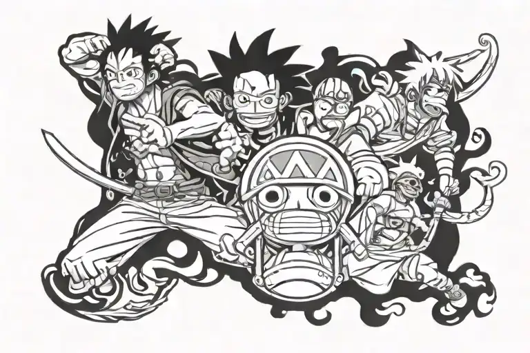One Piece X Naruto Related Tatto