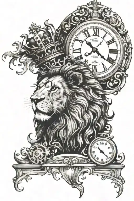 Crown Lion And Clock Inside