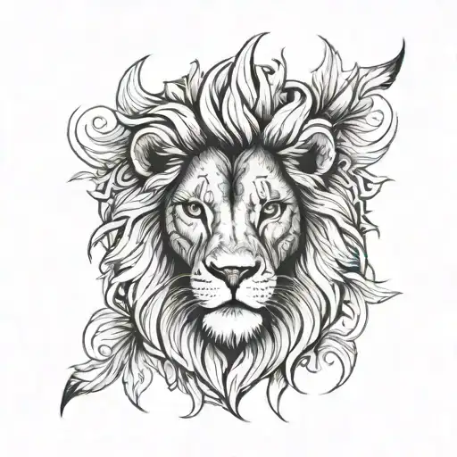 Lion Head Symmetry Exuding Confidence And Calm