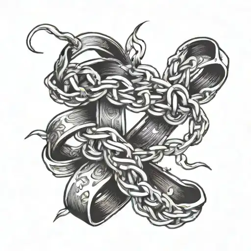 A Ribbon Representing Cancer Awareness With A Broken Chain Symbolizing Drug Abuse Awareness