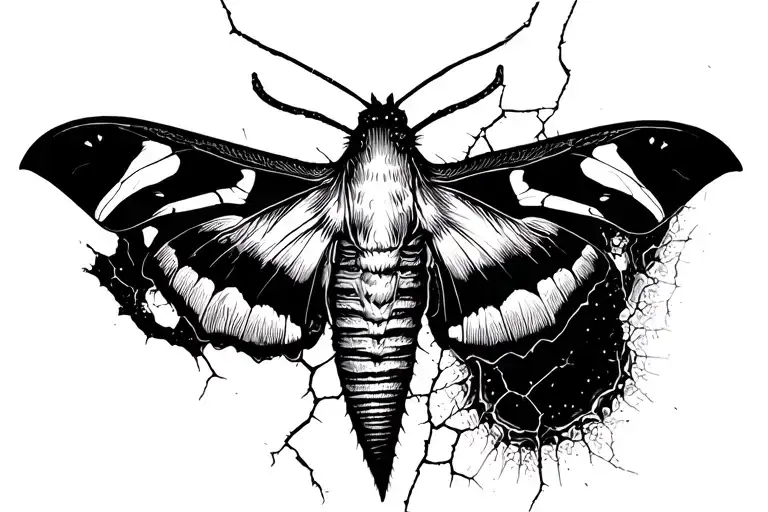 Moth Emerging From A Cracked