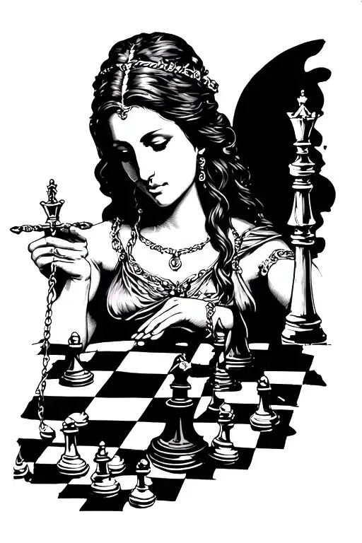Lady Justice Playing Chess