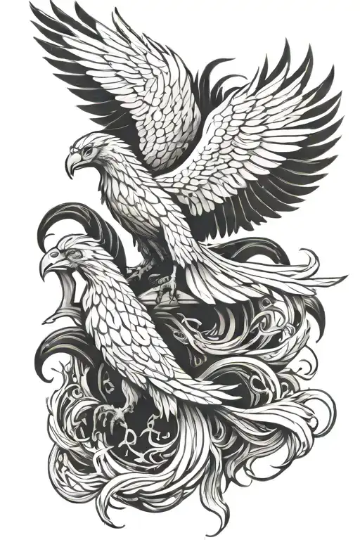 Majestic Pheonix Gaurding A Lion