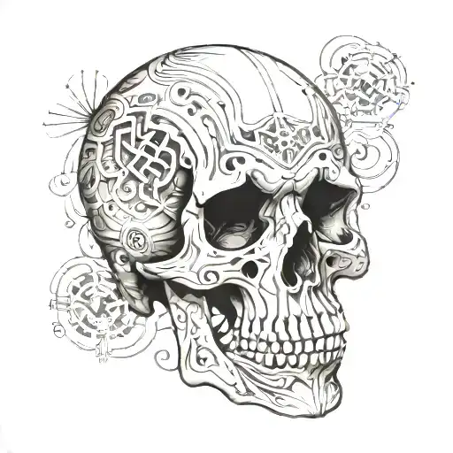 A Skull With Intricate Designs Inspired By Software Coding Elements